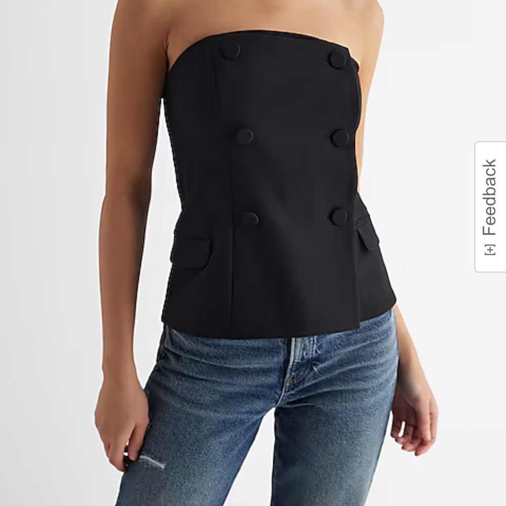 Black Strapless Buttoned Top